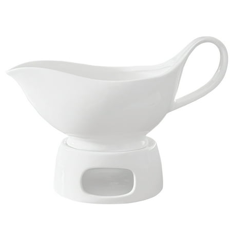Qlans Large White Gravy Boat, 20oz hot sauce, salad dressing, milk, microwave and refrigerator safety