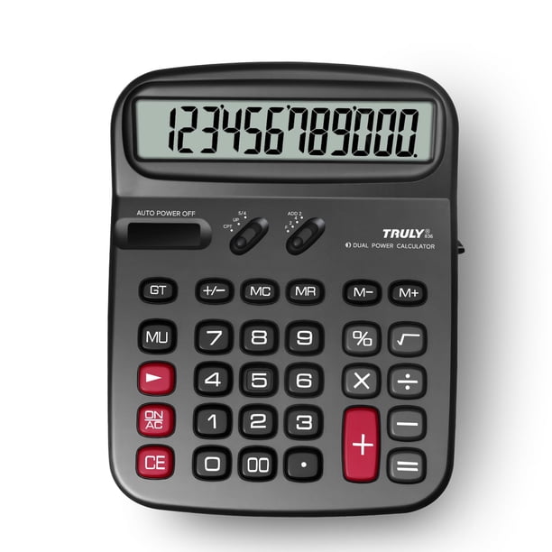 Calculadora de escritorio TRULY de 12 dígitos con pantalla LCD grande y doble alimentación