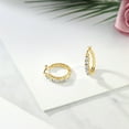 thumbnail image 4 of Gem Stone King 18K Yellow Gold Plated Silver White Moissanite and White Lab Grown Diamond Hoop Earrings for Women (0.61 Cttw, 22MM = 0.85 inches Diameter), 4 of 4