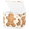 thumbnail image 2 of Gingerbread Man Cartoon Christmas Foldable Storage Bin with Lid and Handle Collapsible Storage Box 16.5 x 12.6 x 11.8 inches, 2 of 7