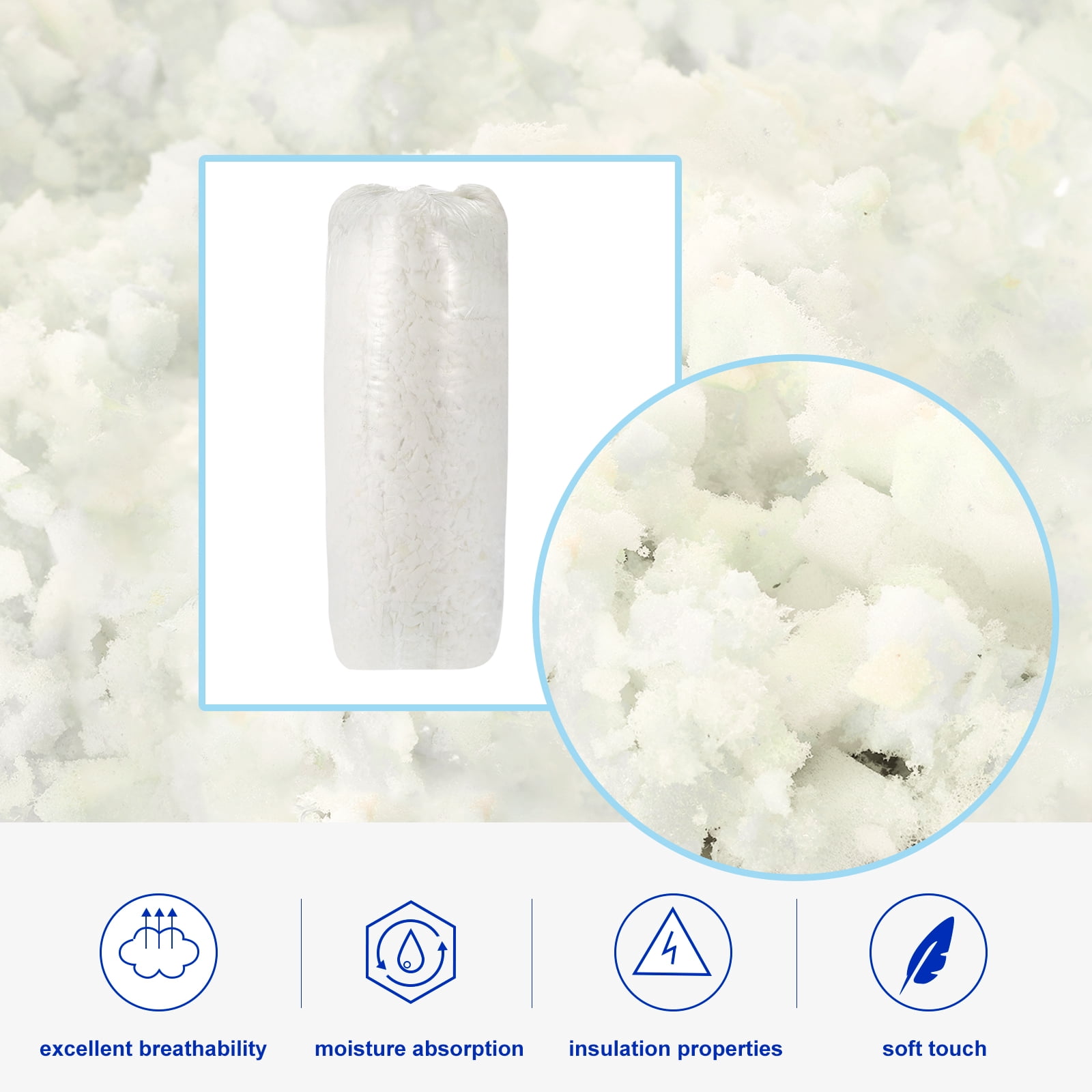 Shredded Memory Foam Filling, 5 Pounds Bean Bag Filler Foam for Cushions, Sofas, Pillows and More  White