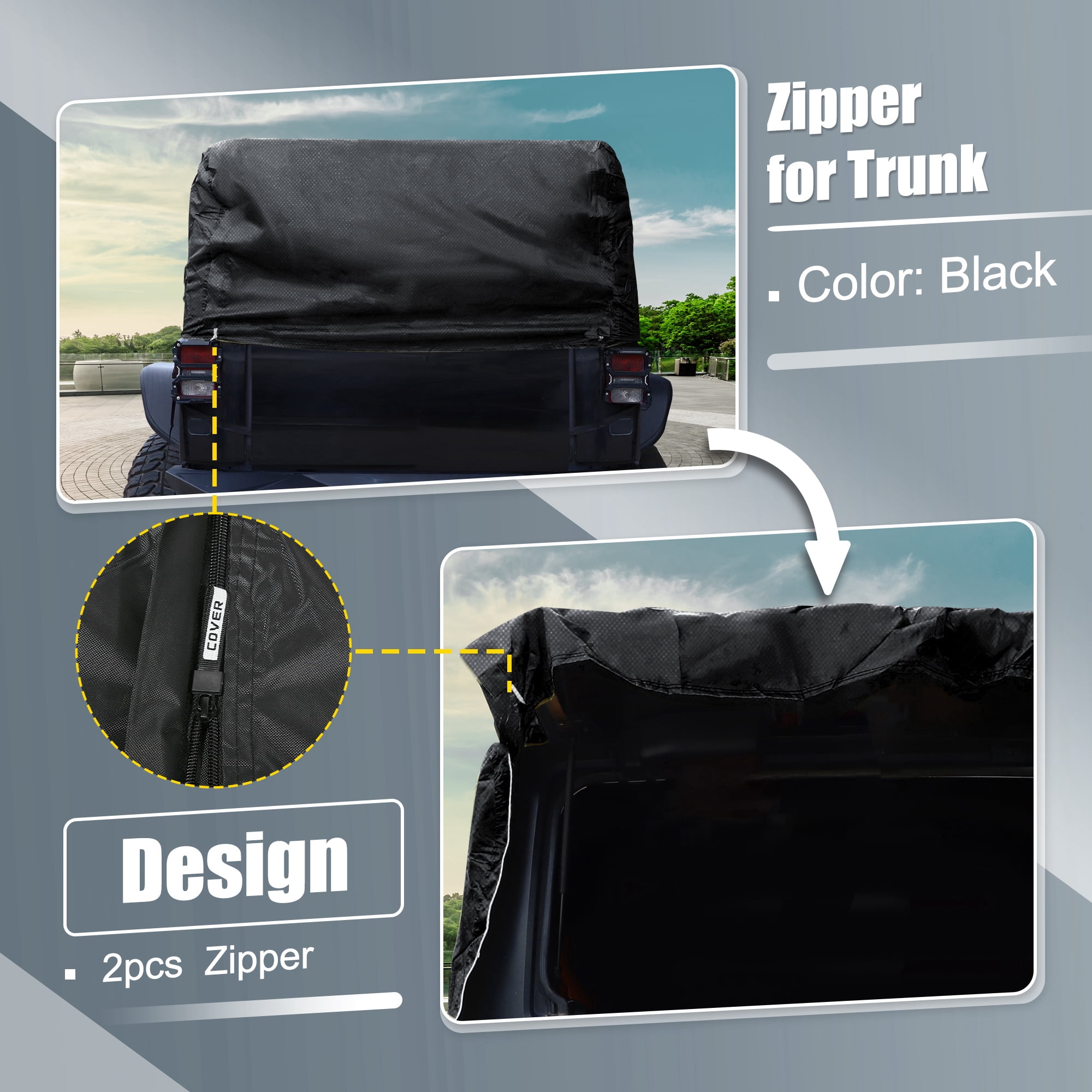 Unique Bargains Car Cab Cover for Jeep Wrangler JK JL 4 door 2007-2021 W/ Door Zipper