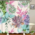 thumbnail image 3 of 4PCS Pink Rose Peony Floral Shower Curtain Sets with Rugs, Waterproof Fabric Black Shower Curtain, Spring Purple Hydrangea Flower Butterfly Green Leaves Plant Garden Girls Women Bathroom Decor, 3 of 7
