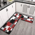 thumbnail image 3 of Red Black White Geometric Kitchen Rugs - Modern Decoration Style Non-Slip Absorbent Sink Mats, Waterproof Runner Rug for Laundry Room, Set of 2 (17x30+17x48), Adds Bold Patterns, 3 of 6