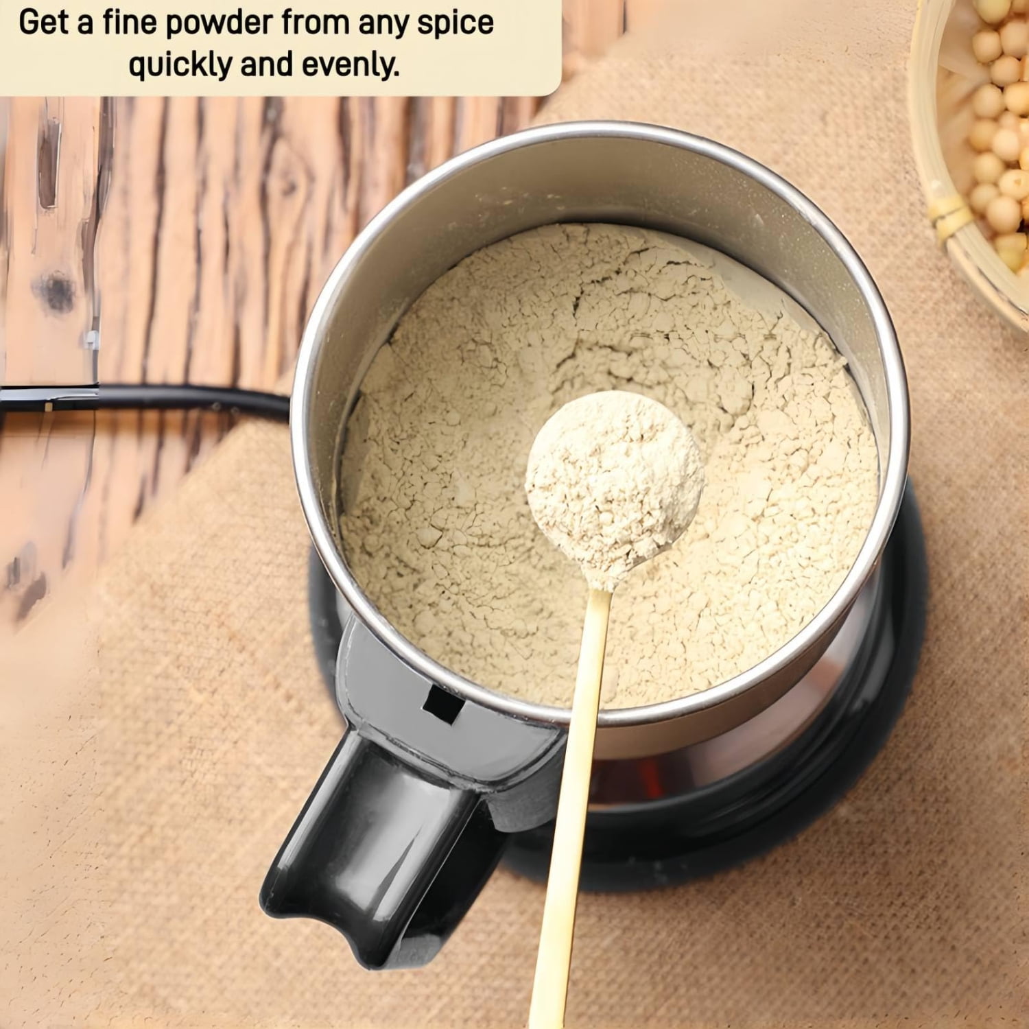 Electric Coffee & Spice Grinder, 400W 14oz Large Capacity with 304 Stainless Steel Blades, Fine Powder Grinder for Beans, Herbs, Grains, Nuts – Compact & Easy to Use