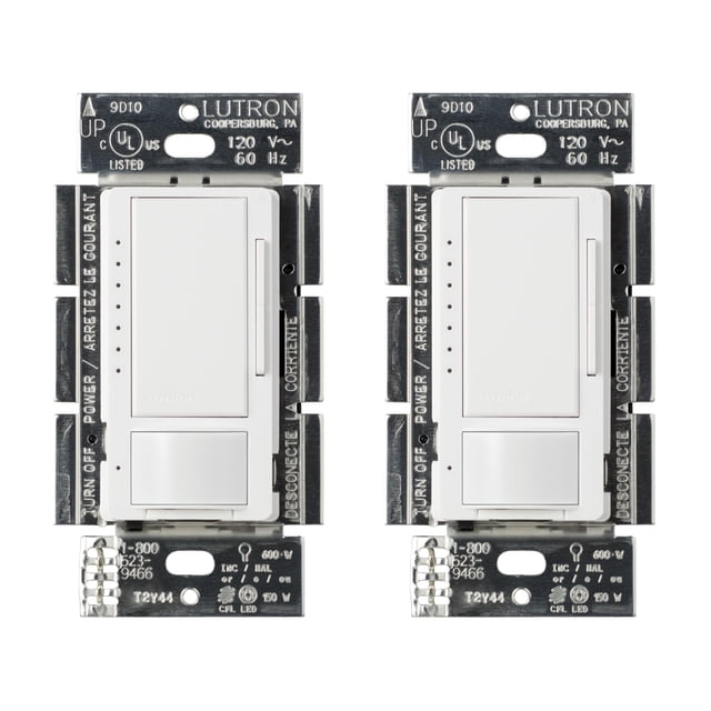 Sensor de movimiento/interruptor de atenuación Lutron Maestro LED+ 150 W, paquete de 2