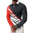 thumbnail image 1 of Gibobby Playera tipo polo hombre Hombres Casual Otoño Invierno Manga larga Turndown Neck Shirt Impreso Camiseta Top Blusa(Negro,G), 1 of 5