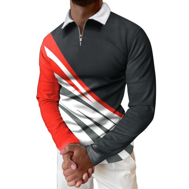 Gibobby Playera tipo polo hombre Hombres Casual Otoño Invierno Manga larga Turndown Neck Shirt Impreso Camiseta Top Blusa(Negro,G)