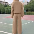 thumbnail image 6 of Annhoo Fall Outfits for Women 2 Piece Casual Long Sleeve Mock Neck Tops and Wide Leg Pants Baggy Solid Lounge Sets, 6 of 8