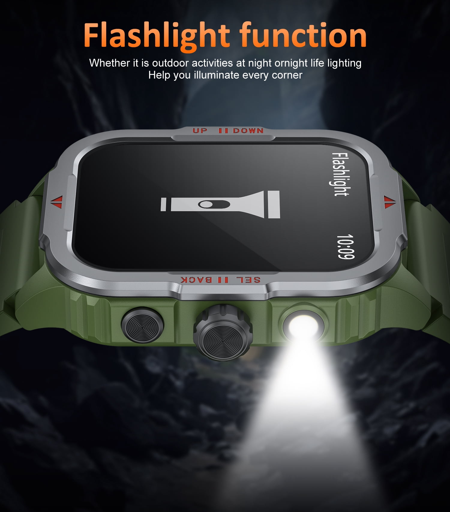 Smart Watch for Men and Women, Smart Watch 1.85 Inch HD Health Monitoring Watch with Multiple Sports Modes IP67 Waterproof Activity Tracker for Android/ iOS (Green）