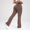 thumbnail image 2 of Resivox Women's High Waisted Cross Waist Yoga Pants - Fashionable Design with Flared Legs, Stretchy Fabric for Outdoor Sports & Casual Wear, Slim-Fit Brown S, 2 of 6