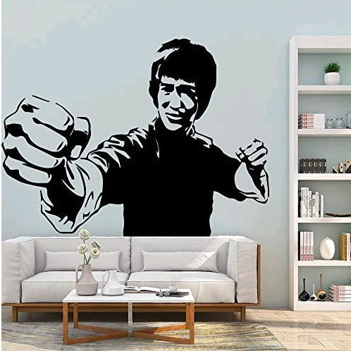 Adhesivo de pared Bruce Lee, artes marciales, decoración del hogar, 45 x 50 cm
