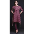 thumbnail image 3 of Bimba Pink Rose & Floral Women Kurtas Ethnic Printed Asymmetric Summer Wear Tops For Women XSmall, 3 of 6