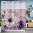 thumbnail image 6 of Spring Flowers No Hooks Shower Curtain with Snap-in Liner Watercolor Purple White Rose Daisy Floral Leaf Purple Background Shower Curtains for Bathroom, Waterproof, Easy Install, Washable 66"x72", 6 of 9