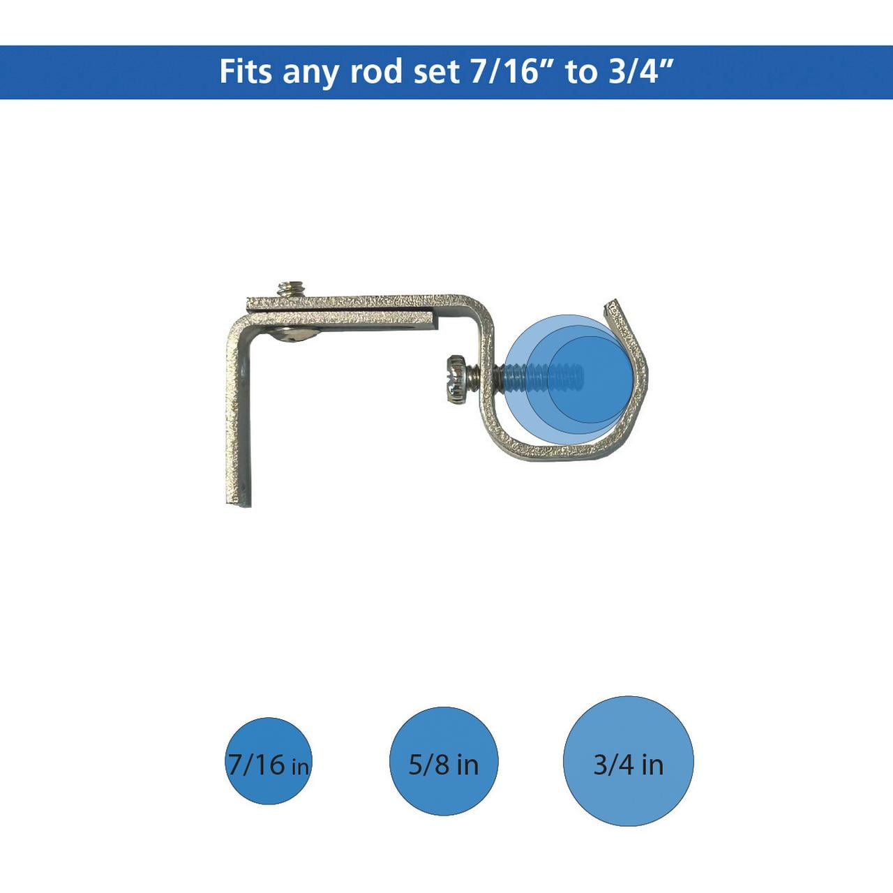 Mainstays Nickel 7/16"-3/4" Adjustable Curtain Rod Brackets, 2 Count