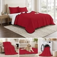 thumbnail image 6 of Full Quilt Set 78''x90'', Pure Red Lightweight Summer Bedspread Coverlet Set with 2 Pillow Shams, Simple Solid Color Breathable All Season Quilt Bedding for Bedroom/Guest Room, 6 of 9