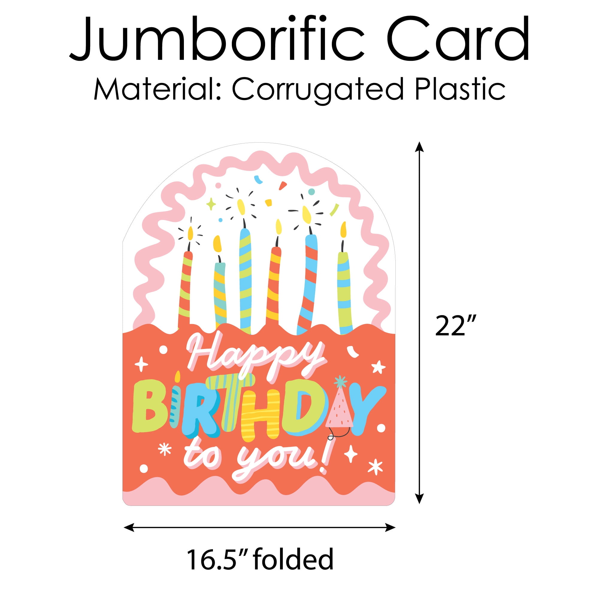 Big Dot of Happiness Party Time - Happy Birthday Giant Greeting Card - Big Shaped Jumborific Card - 16.5 x 22 inches