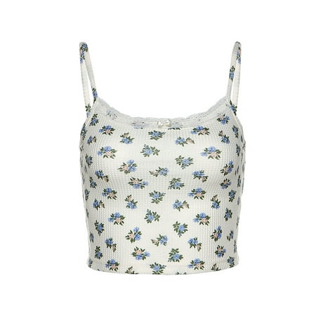 SAYOO Woman Floral Camisole, Lace Backless Midriff-baring Sun-top ...