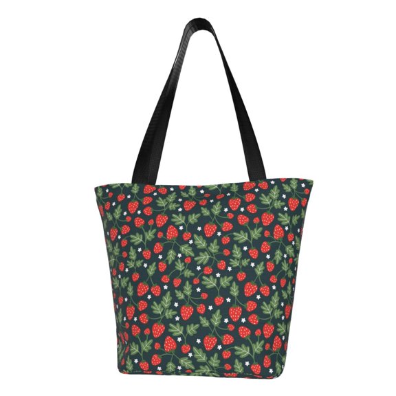 Fotbe Strawberry Pattern Beach Tote,Shoulder Handbag,Spacious Tote Bag,Lightweight Travel Bag,Versatile Shopping Bag