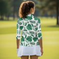 thumbnail image 6 of HUIACONG Leaves Womens 3/4 Sleeve Golf Shirts Quarter Zip Polyester Spandex Fabric with Soft Quick Dry Golf Shirt Women for Ladies, 6 of 10