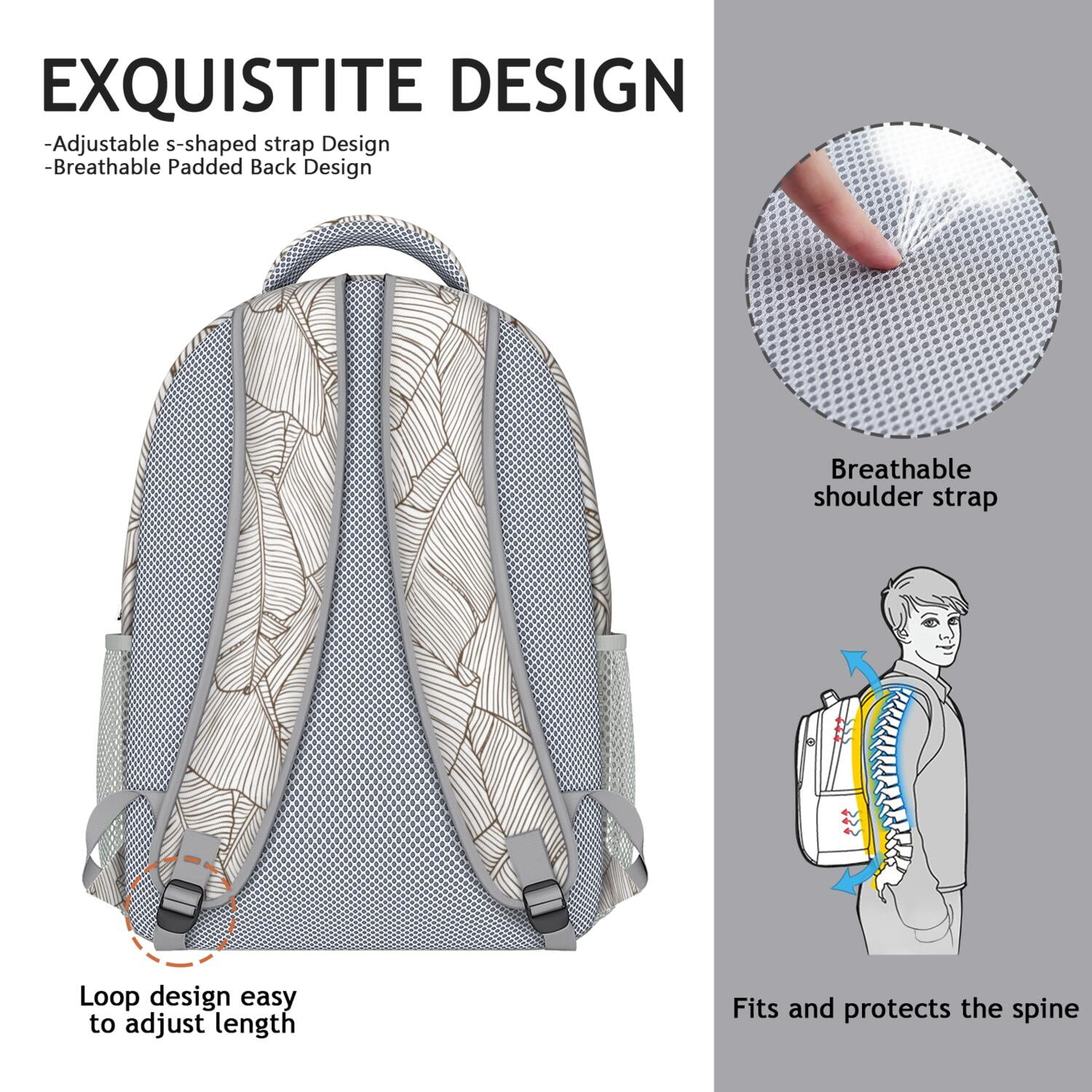 Earthy Aesthetic Waterproof Backpack - Ergonomic Design & Durable for Teens