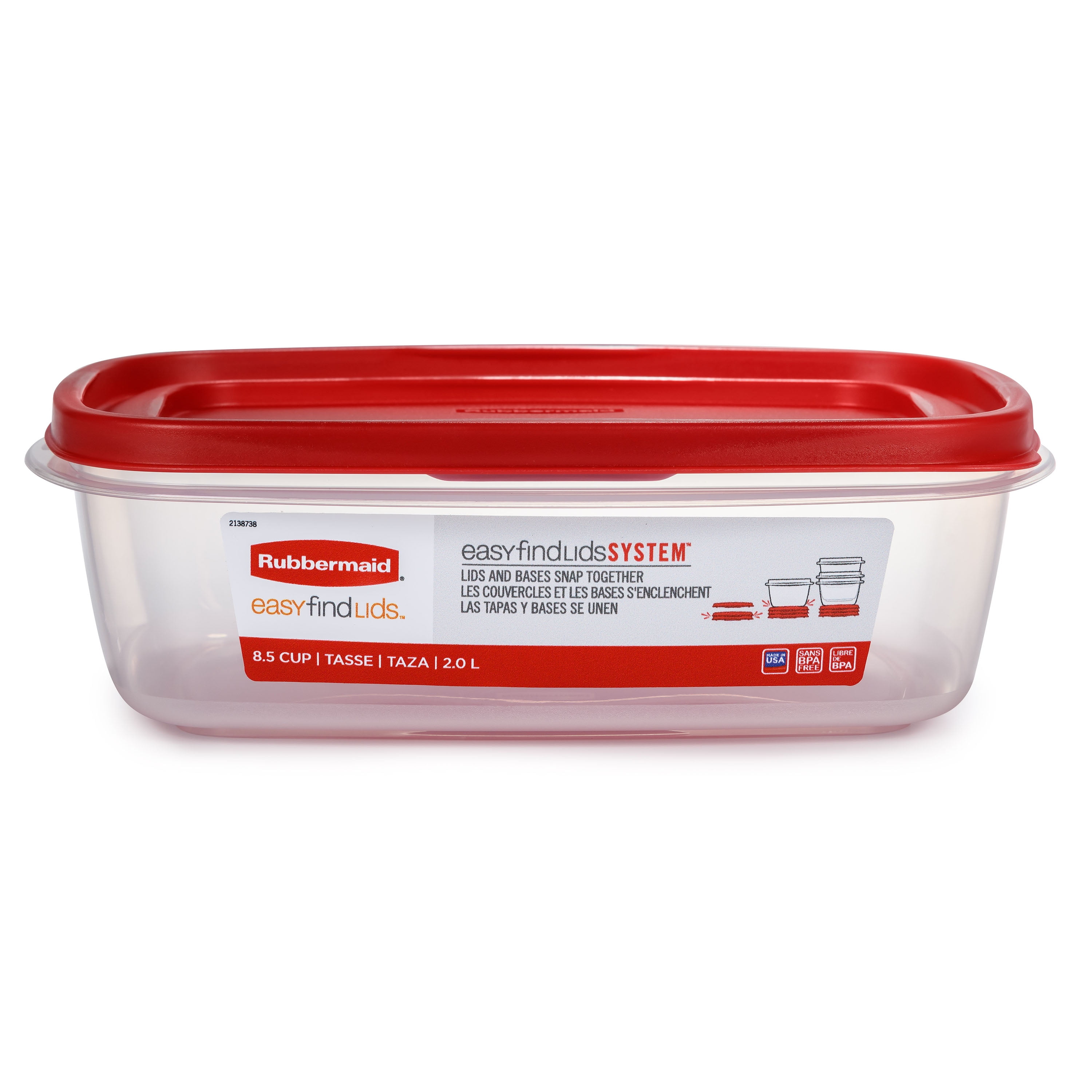 Rubbermaid® Easy-Find Lids Two-Cup Food Storage Container, 2 pk / 5 x 5 x 3  in - Baker's