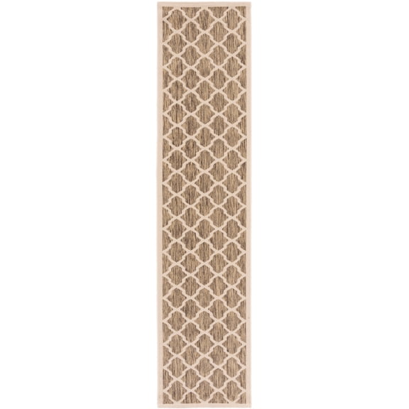 Safavieh Courtyard Amber Geometric Indoor/Outdoor Runner Rug, Brown/Bone, 2'3" x 10'