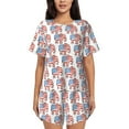 thumbnail image 1 of Xecao Elephant Pattern Women's Short Sleeve Pajama Set Soft Sleepwear Lounge Set with Button Front Top and Drawstring Shorts with Pockets-XX-Large, 1 of 6