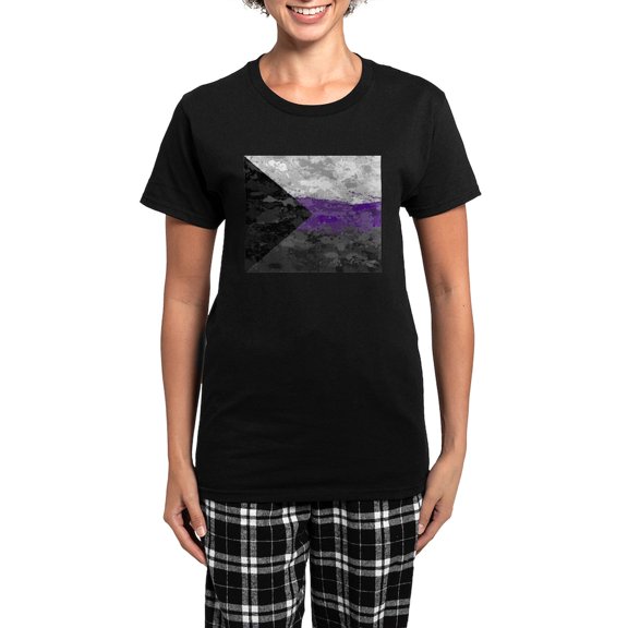 CafePress - Abstract Paint Splatter Demisexual Pride Flag Pajamas - Women's Short Sleeve Print T-Shirt and Pants Dark Cotton Pajama Set