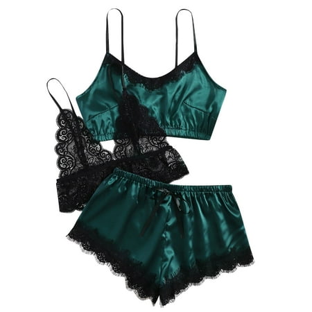 

KEJIG Stylish，3PCS Suit Sexy Women Lace Up Bow Lingerie Underpants Underwear Sleepwear Set