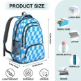 thumbnail image 5 of Blue Wavy Checkered Pattern Backpack for School, Cute School Bag with Adjustable Shoulder Straps and Padded Back, 16.9"x12.6"x5.9", 5 of 5