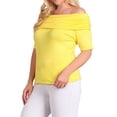 thumbnail image 3 of eVogues Women's Short Sleeve Off Shoulder Top Yellow, 3 of 6