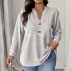 thumbnail image 1 of TaTaai Women Striped Long Sleeve Button V Neck Pullover Casual Fashion Top Ladies Spring Autumn Daily Commute Street Wear Soft Comfortable No Fading Machine Washable Blouse Gift, 1 of 7