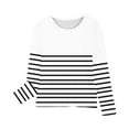 thumbnail image 4 of MeetoTime Girls Long Sleeve Shirts Striped Printed Crewneck Casual Loose Dressy Blouses Children's Pullover Undershirt 3-14 Years, 4 of 6
