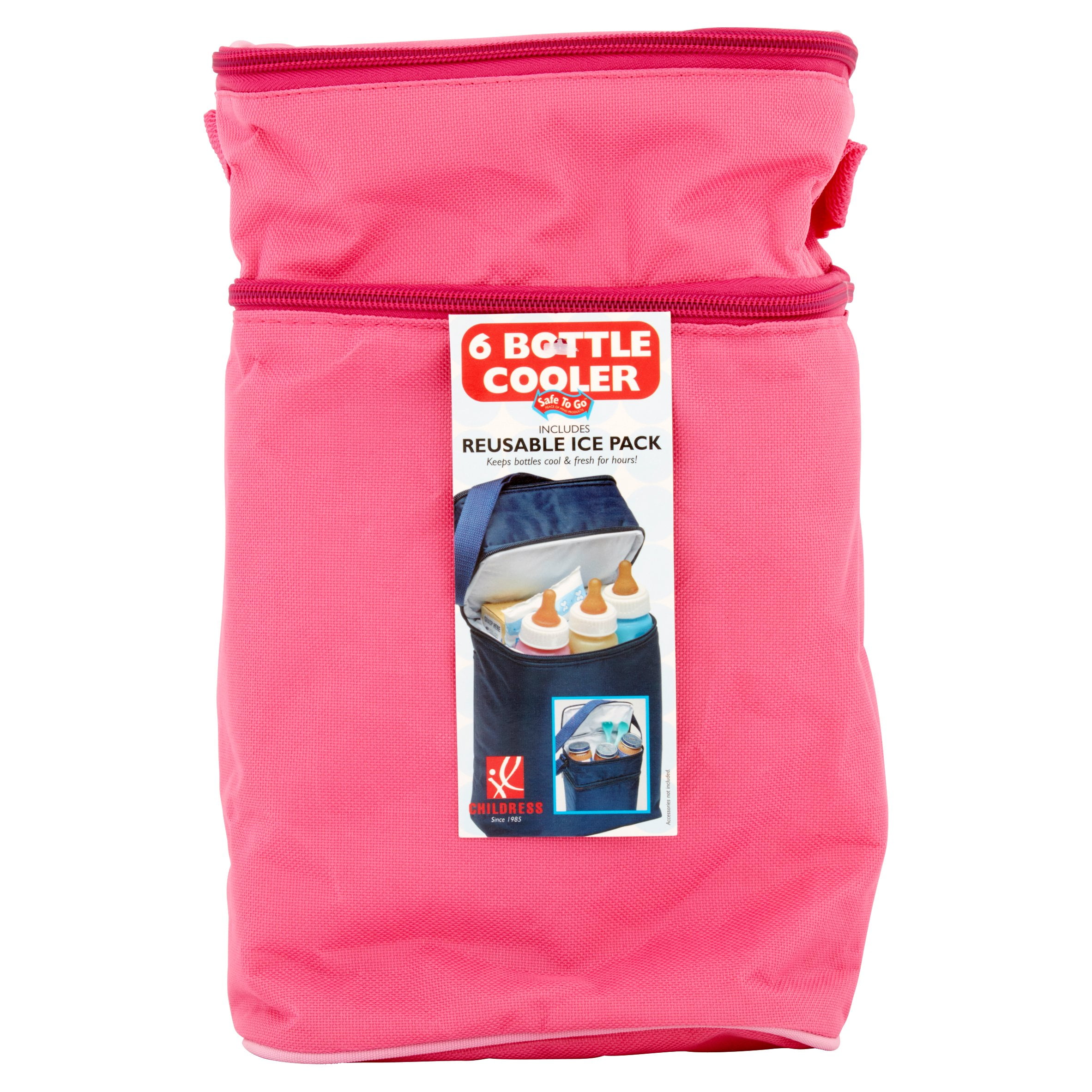 JL Childress 6Bottle Baby Bottle Cooler Bag, Pink