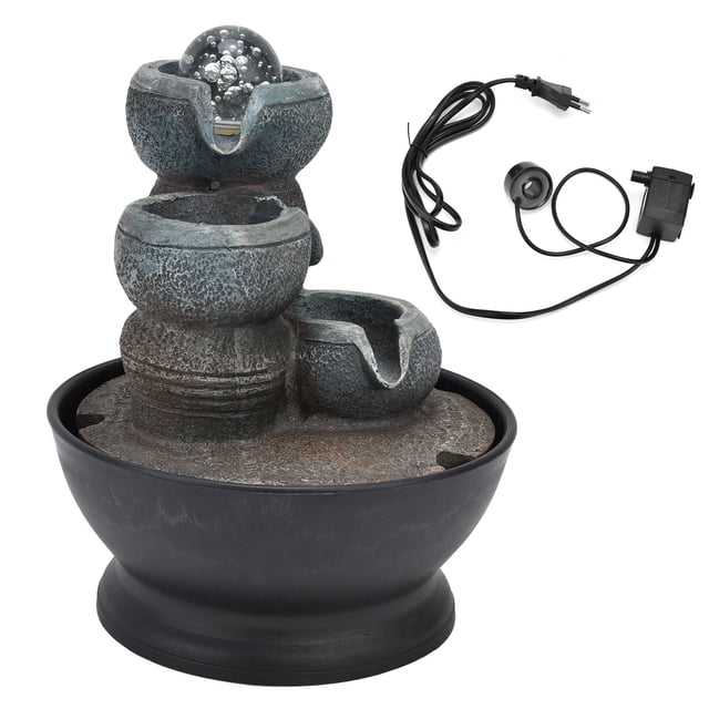 Fuente de agua de mesa para interior con bola de luz LED, fuente de cascada para decoración del hogar y la Oficina, regalo, AC220-240V de enchufe colorido de la UE