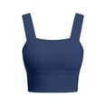 thumbnail image 2 of XinghaiYIDE Square Neck Longline Sports Bra for Women, Padded Yoga Workout Crop Tank Top, Wide Strap Built-in Bra for Pilates Gym, 2 of 5
