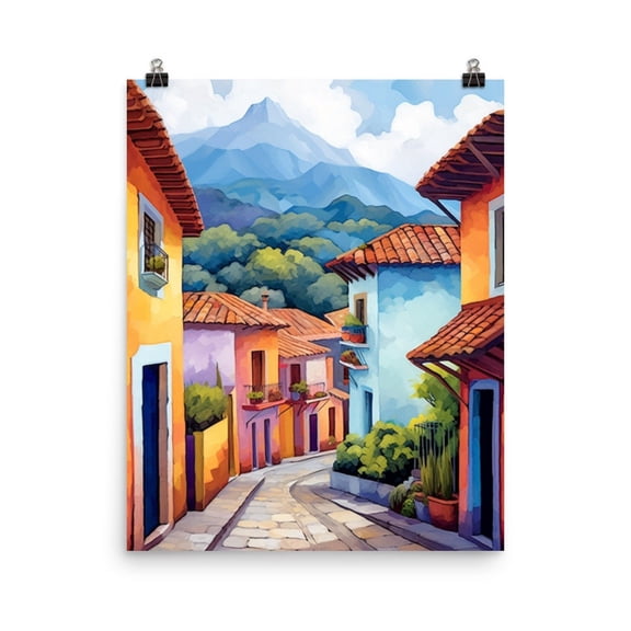 Bogota Colombia Print, La Candelaria Colorful Cityscape Wall Art, South America Colonial Street Poster, Vibrant Houses Artwork Home Decor #3322, Unframed Poster Size 8x12