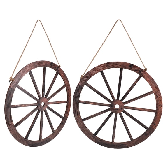 Soimiss Rustic Charm Wheel Wall Decor Decorative Wood Wall Hanging for Art Lovers Garage 2pcs