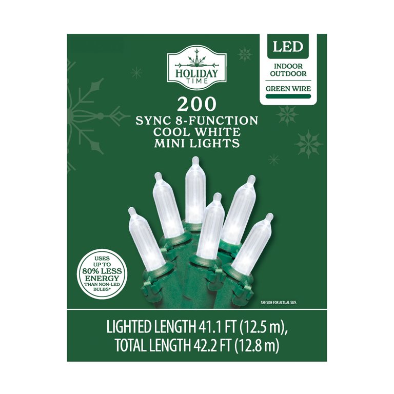 Indoor/Outdoor 200-Count LED 8 Function-Sync Mini Christmas Lights
