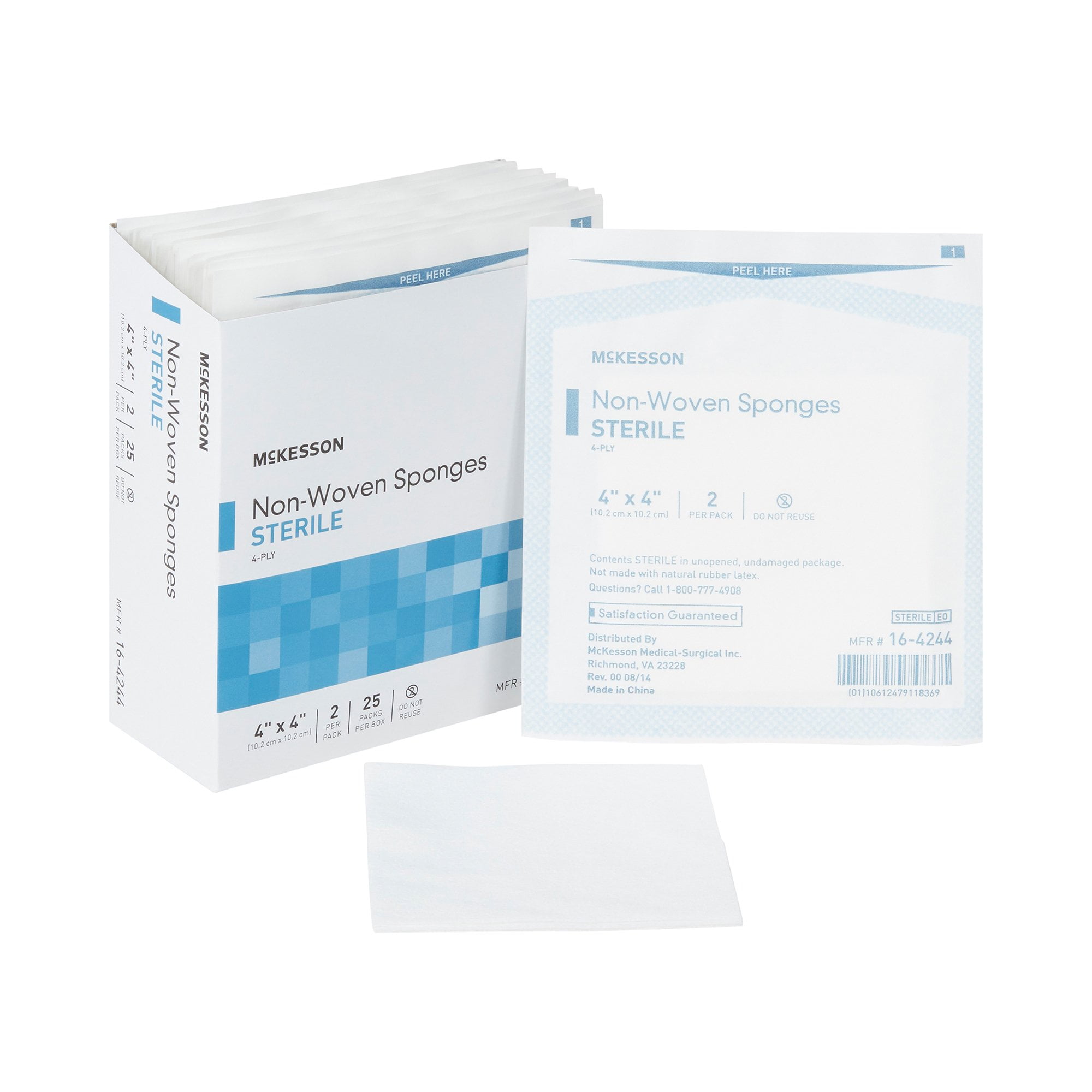 McKesson Non-Woven Gauze Sponges, Sterile Absorbent Wound Pad - 4 in x 4 in, 2 per Pack, 600 Packs, 1200 Total