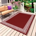thumbnail image 4 of Outdoor Rug 3x5 ft Red Key Pattern Outdoor Large Area Rug Non Slip Rubber Geometric Art Front Door Mat RV Rug Camping Carpet Patio Outdoor Rugs for Backyard Balcony Deck Porch Indoor, 4 of 9
