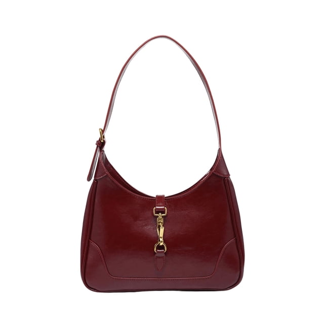 Bolso de hombro RoseSeek Vintage Hobo de piel sintética burdeos
