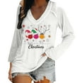 thumbnail image 2 of EchfiProm Womens V Neck Shirts White Comfy Christmas Long Sleeve Graphic Snowman Xmas T Shirts for Female, 2 of 6