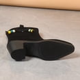 thumbnail image 5 of KEGIRLOM Women Fashion Casual Winter Pointed Middle Heel Large Heel Bow Beaded Mid Heeled Boots Black 6, 5 of 7
