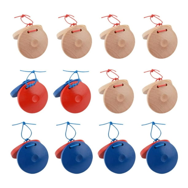 12 Piezas de Tablero de , Instrumento de Percusión de Madera, Instrumento Musical, Castañuelas de , Castañuelas de Madera para Fiestas de Ni