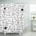 thumbnail image 1 of ABPHQTO Letra manuscrita en texto caligráfico blanco Inscripciones antiguas con borrones Juego de cortinas de ducha de baño impermeables 165x180 cm ABPHQTO PKNMT66x72Shower-10215, 1 of 2