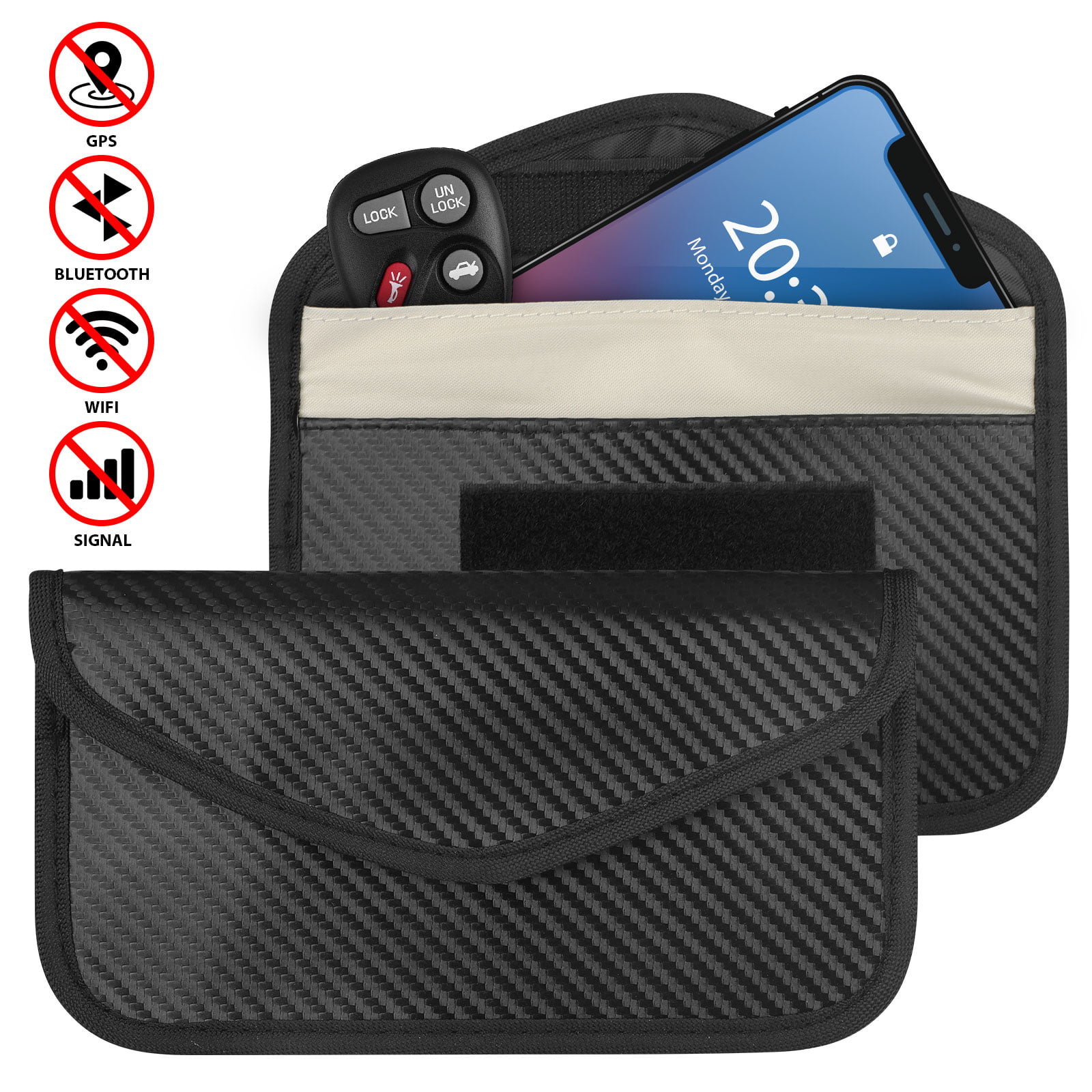 RFID Signal Blocking Bag Shielding Pouch Wallet Case for Cell Phone CarKey Black 
