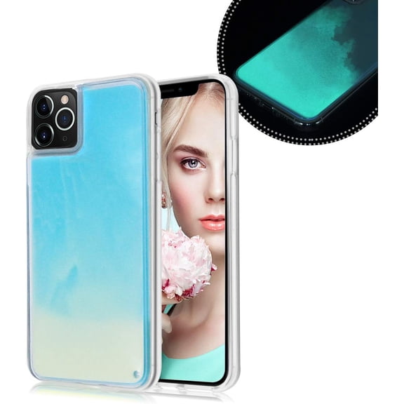 Fluorescent Case Compatible with Apple iPhone 11 Pro 5.8 inch Case Luxury Glow in The Darkness Noctiluncent Liquid Luminous Sand Hard PC Soft TPU Fluorescent Case