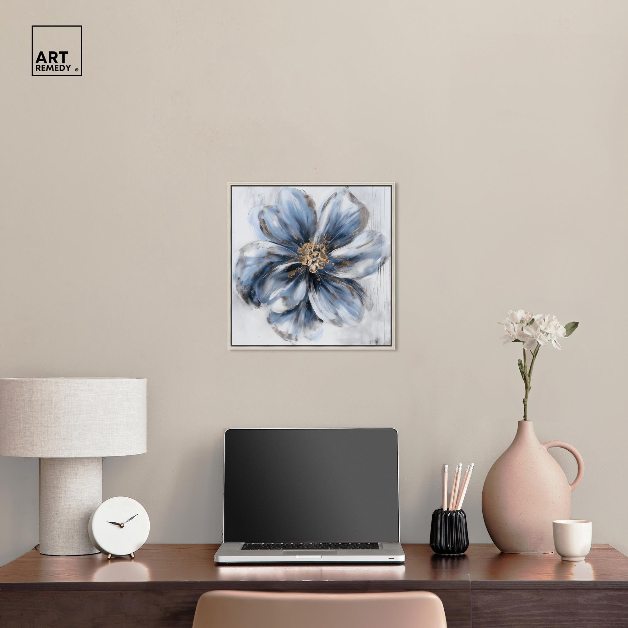 Frosted Elegance I Canvas Flower Art by Art Remedy, Silver Frame, 16" x 16"
